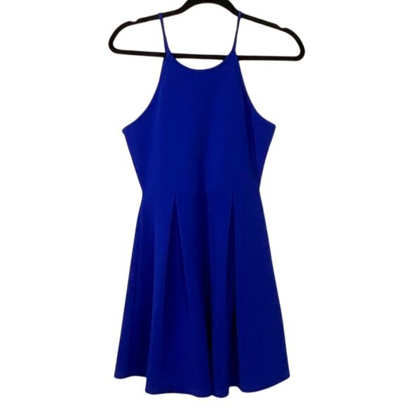 Love Chesley Cobalt Blue Pleated Fit & Flare Skater Mini Dress Junior's Size M - Picture 3 of 10